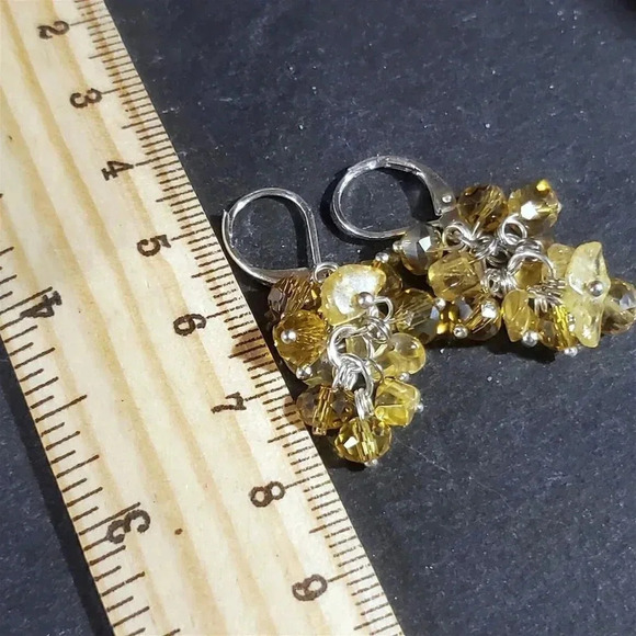 Handcrafted Natural Citrine Gemstone Czech Crystal Beads Silver Plated Earrings - Picture 12 of 13